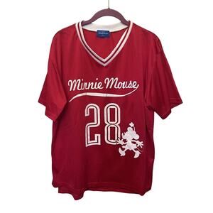 Tokyo Disney Resort Minnie Mouse Red White Jersey Shirt Women’s Sz Medium Large